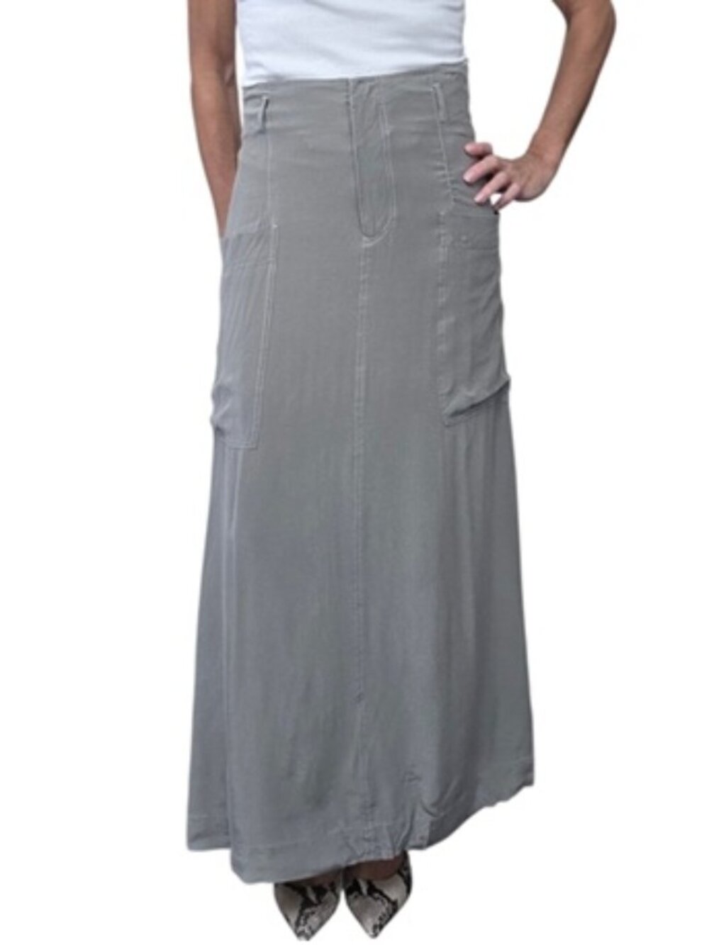 Journal Standard Japan Cupro Rayon Utility Maxi Skirt Gray 38